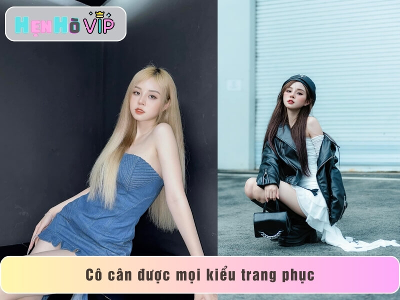 Nhan sắc xinh đẹp, làn da trắng mịn giúp cô cân được mọi kiểu trang phục